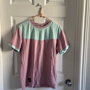 Unisex Two-Tone Pink & White Short Sleeve Crew Tee
